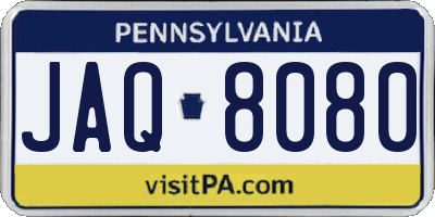 PA license plate JAQ8080
