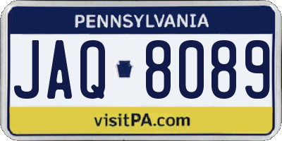 PA license plate JAQ8089