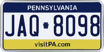 PA license plate JAQ8098
