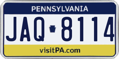PA license plate JAQ8114