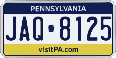 PA license plate JAQ8125