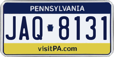 PA license plate JAQ8131