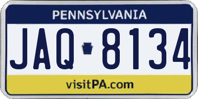 PA license plate JAQ8134