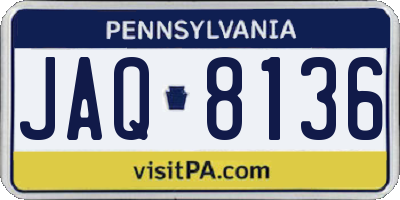 PA license plate JAQ8136