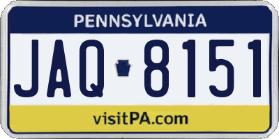 PA license plate JAQ8151