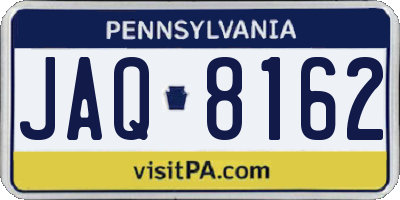 PA license plate JAQ8162