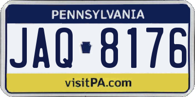 PA license plate JAQ8176