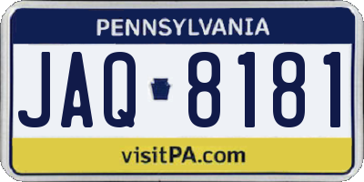 PA license plate JAQ8181