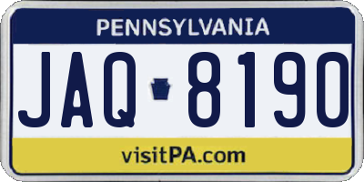 PA license plate JAQ8190