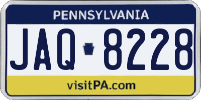 PA license plate JAQ8228