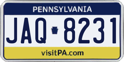PA license plate JAQ8231