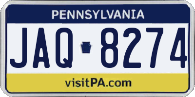 PA license plate JAQ8274