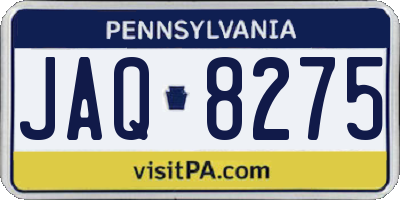 PA license plate JAQ8275