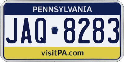 PA license plate JAQ8283