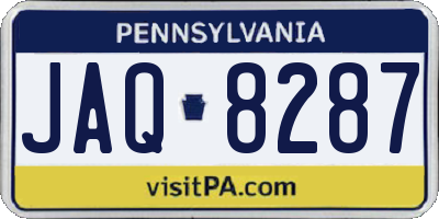 PA license plate JAQ8287