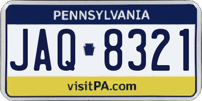 PA license plate JAQ8321