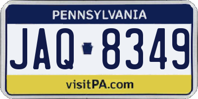 PA license plate JAQ8349