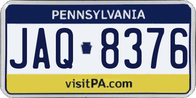PA license plate JAQ8376
