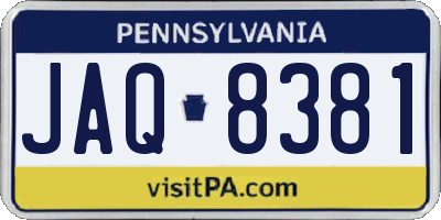 PA license plate JAQ8381