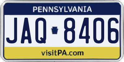 PA license plate JAQ8406