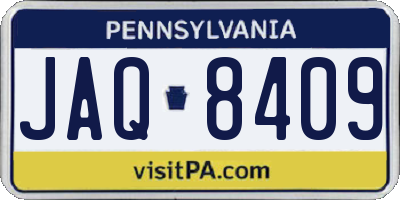 PA license plate JAQ8409