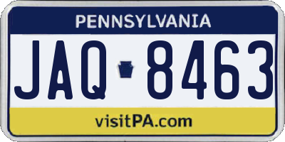 PA license plate JAQ8463