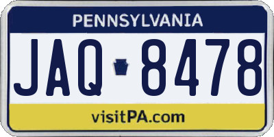 PA license plate JAQ8478