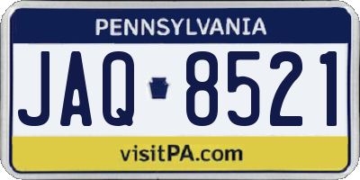 PA license plate JAQ8521