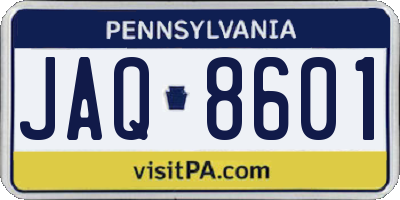 PA license plate JAQ8601
