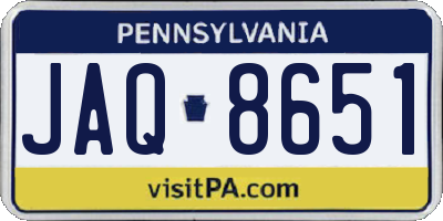 PA license plate JAQ8651