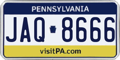 PA license plate JAQ8666