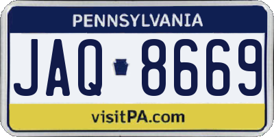 PA license plate JAQ8669