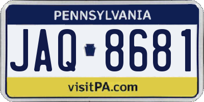 PA license plate JAQ8681