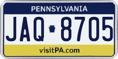 PA license plate JAQ8705