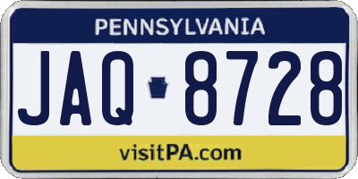 PA license plate JAQ8728