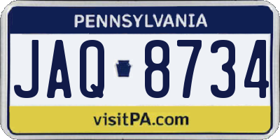 PA license plate JAQ8734