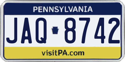 PA license plate JAQ8742