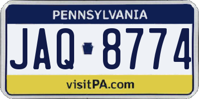 PA license plate JAQ8774