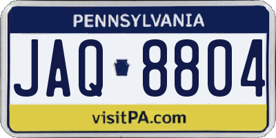 PA license plate JAQ8804