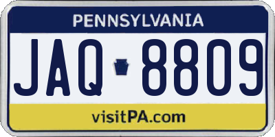 PA license plate JAQ8809