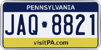 PA license plate JAQ8821