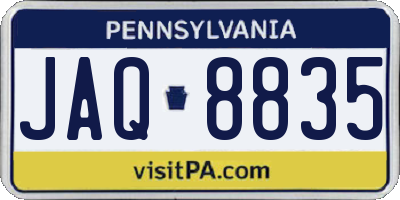 PA license plate JAQ8835