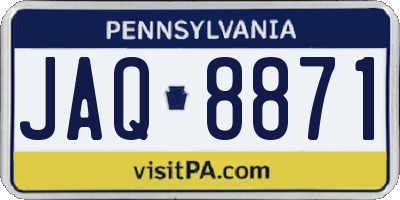 PA license plate JAQ8871