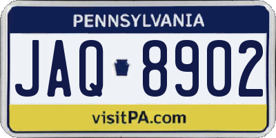 PA license plate JAQ8902