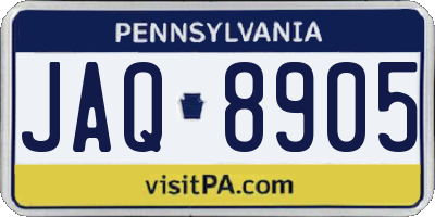 PA license plate JAQ8905