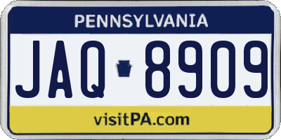 PA license plate JAQ8909