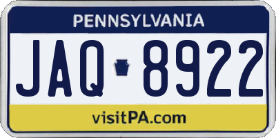 PA license plate JAQ8922