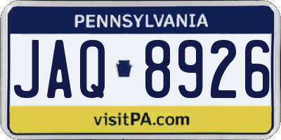 PA license plate JAQ8926