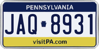 PA license plate JAQ8931