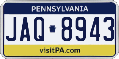 PA license plate JAQ8943